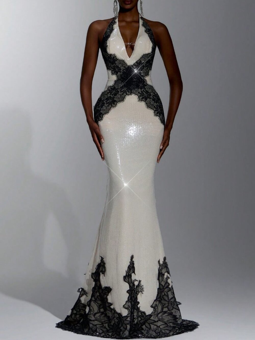 Apricot Elegant Women's Sequin Mermaid Dress